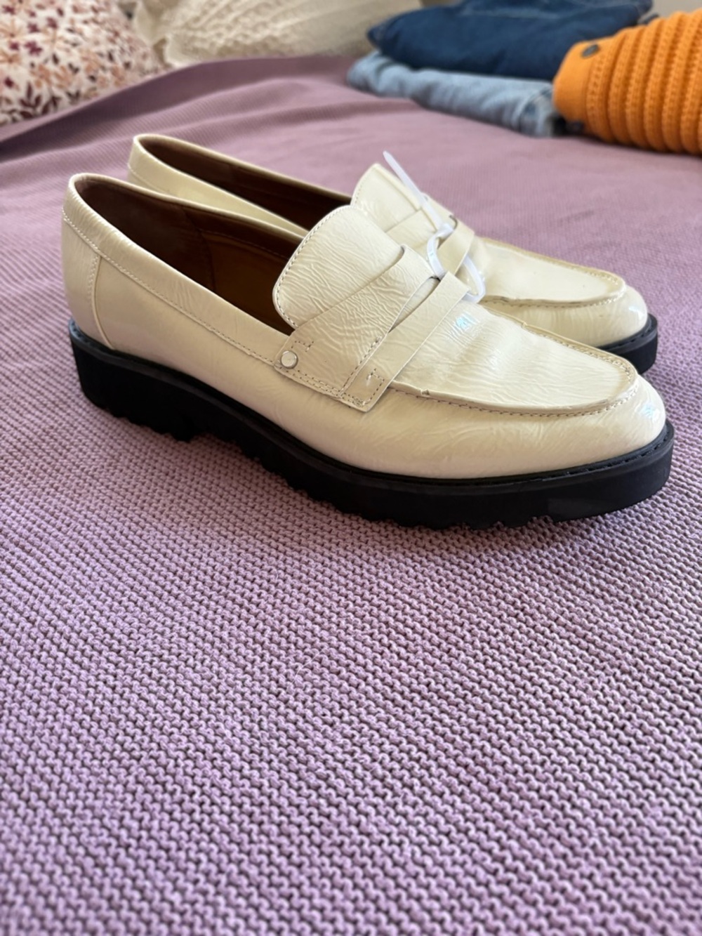 Franco Sarto Leather Loafers with Black Lug Sole